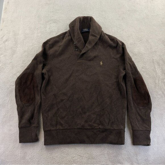 Polo Ralph Lauren Mens Sweater Small Pullover Classic Collared Brown Knit Cozy - Picture 8 of 9